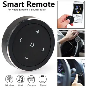 Remote Setir Bluetooth Wireless untuk Kontrol Musik, Kompatibel iOS & Android, Mudah Dipasang pada Stir Mobil