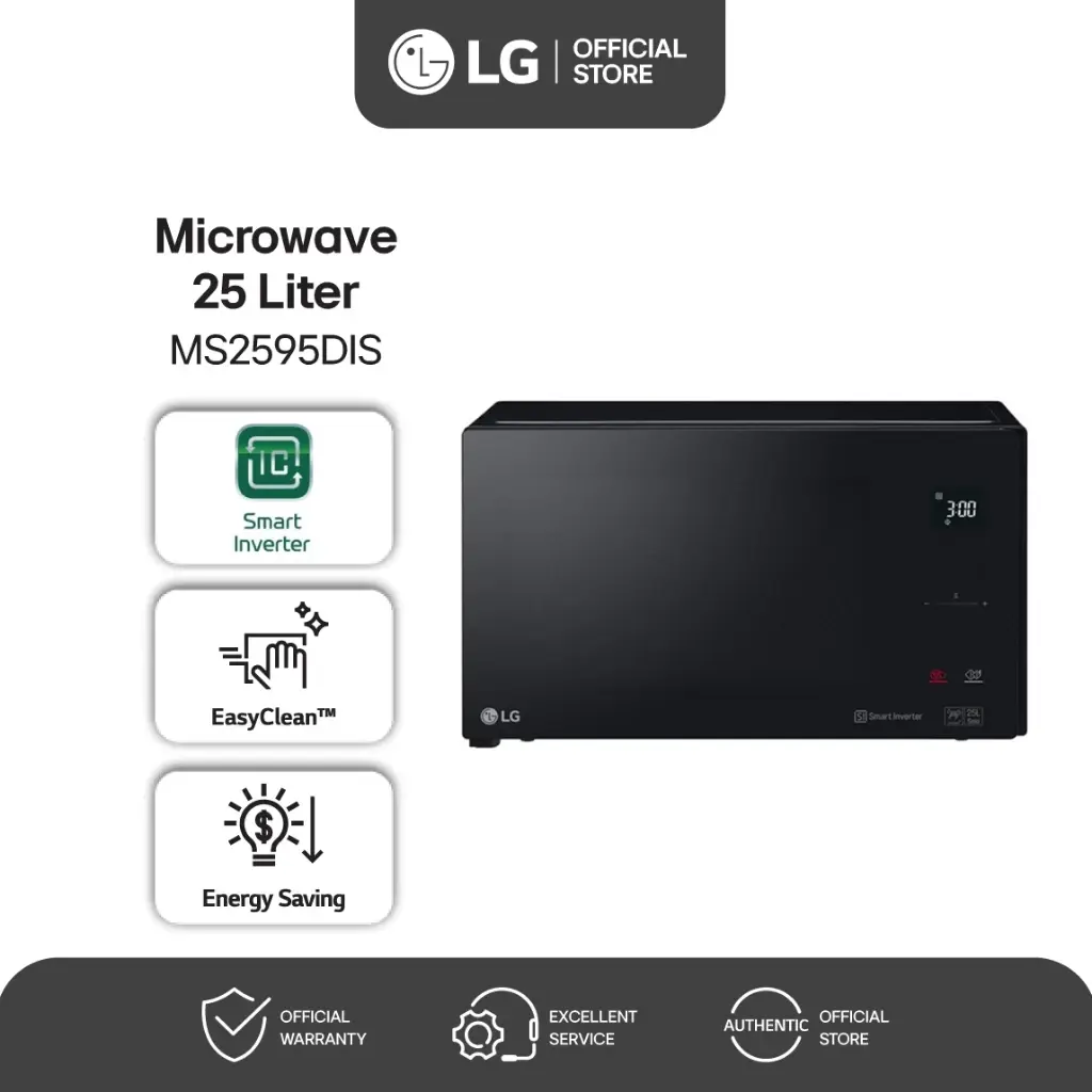 LG Microwave Oven Kapasitas 25L NeoChef Microwave Solo Inverter Hemat Listrik Pemanasan Cepat Mudah Dibersihkan MS2595DIS
