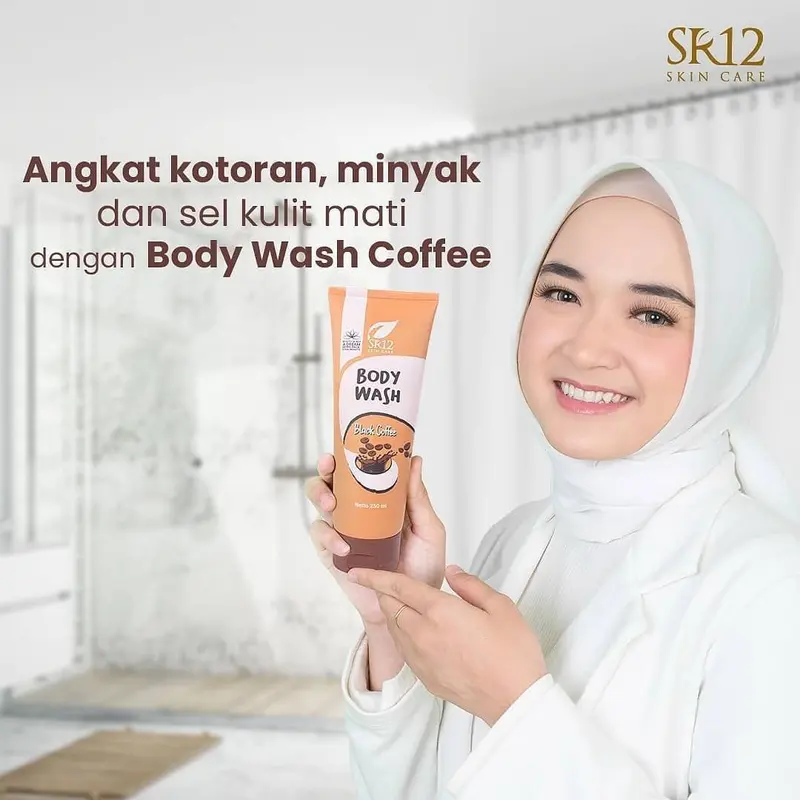 SR12 Body Wash Coffee Sabun Mandi Cair Aroma Kopi Dengan Butiran Scrub Mencerahkan Dan Menyamarkan Noda Hitam 6