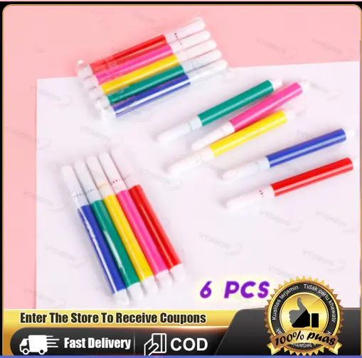 6 Color Mini Graffiti Watercolor Pen Kindergarten Washable Art Painting Brush Children