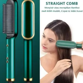 Catok Sisir Pelurus Rambut 2 in1 Hair Straightener Curler Catokan Listrik Praktis Pengering Rambut 3
