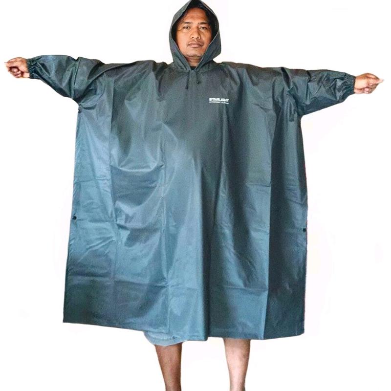 Jas Hujan Starlight Raincoat Tipe Ponco/Kelawar PVC Anti Robek dengan Kancing Knop Ganda 9