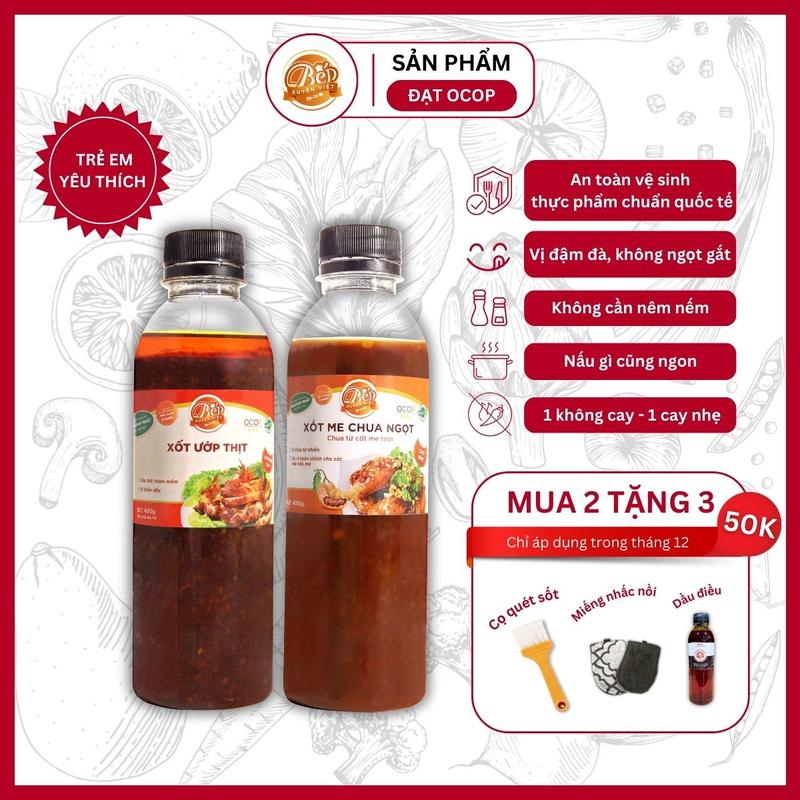 Combo 2 chai Sốt ướp thịt nướng BBQ và Sốt me chấm thịt nướng 400g Nước sốt ướp thịt hải sản siêu tiện lợi. Gia Vị Nước Sốt