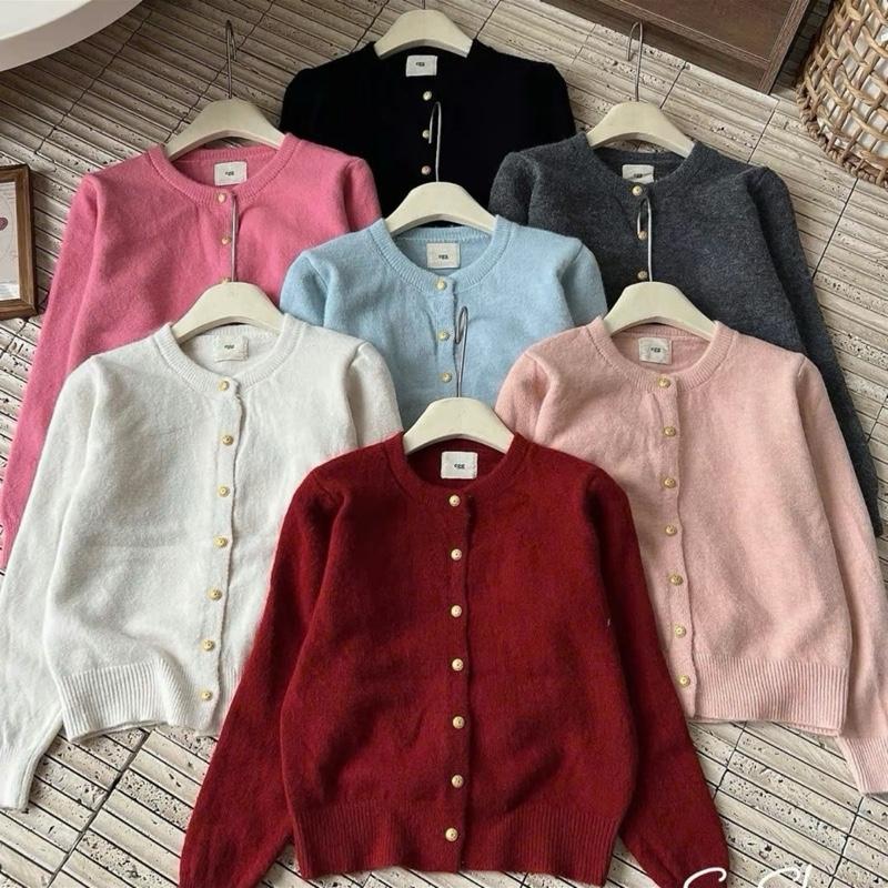  HÀNG SẴN Áo khoác cardigan len lông cổ tròn dài tay khuy đồng chất mịn nhiều màu basic bst thu đông CD001