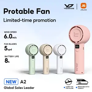 Yodevoe A2 Mini Kipas Angin LED Display Wind Kipas Mini Light Weight Kipas Genggam Portabel Karakter 5-speed Portable Kipas Mini