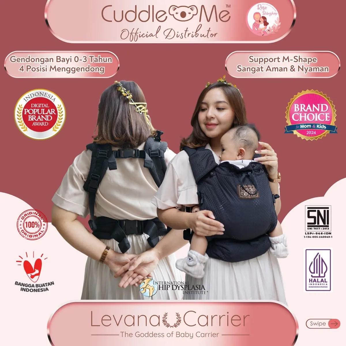 Cuddleme Levana Carrier Gendongan Bayi Mshape Balita Nyaman SSC Baru lahir Bayi