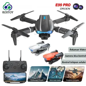 ROSTOY E99 Pro Drone Anti Tabrak dengan Kamera HD Dual Lensa Remote Control 2.4G Sinyal WiFi Baterai Tahan Lama 20 Menit Cocok untuk Indoor & Outdoor Foto