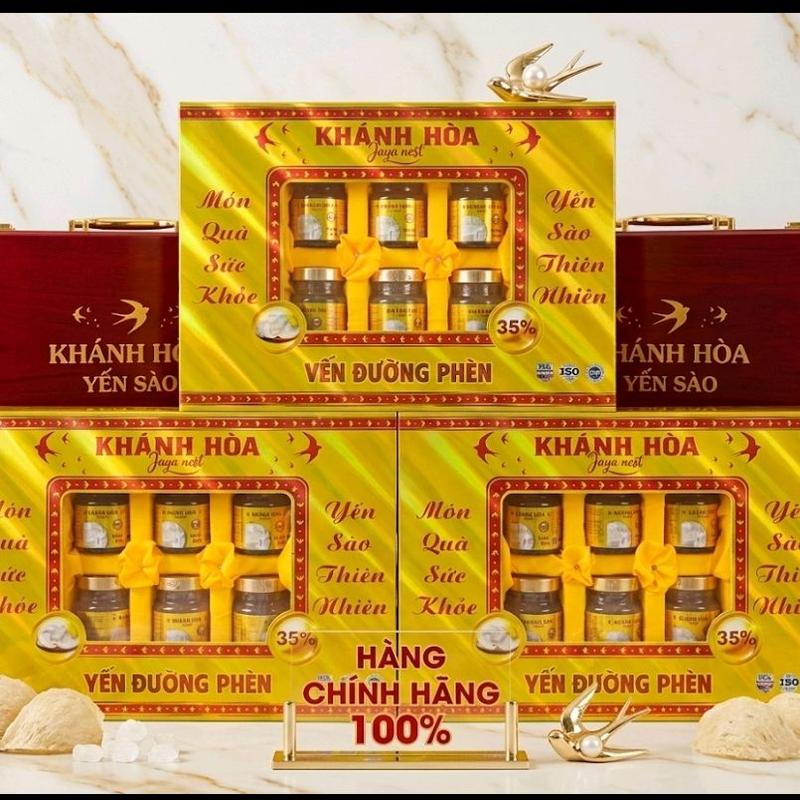 Hộp 6 hũ 35% yến lót lụa bên trong thương hiệu cao cấp Khánh hoà+tặ
