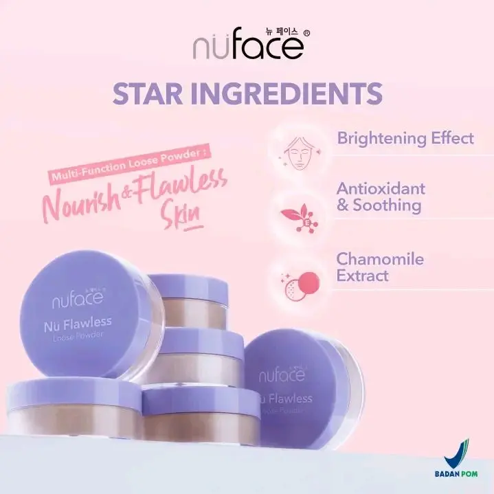 Nuface Nu Flawless Loose Powder 12gr - Bedak ringan daily powder Lasting