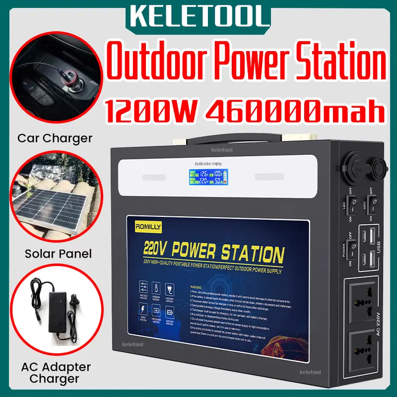 400W 800W 1200W 460000MAH Portable Power Station Emergency Backup Power Solar Generator Camping Outdoor Use