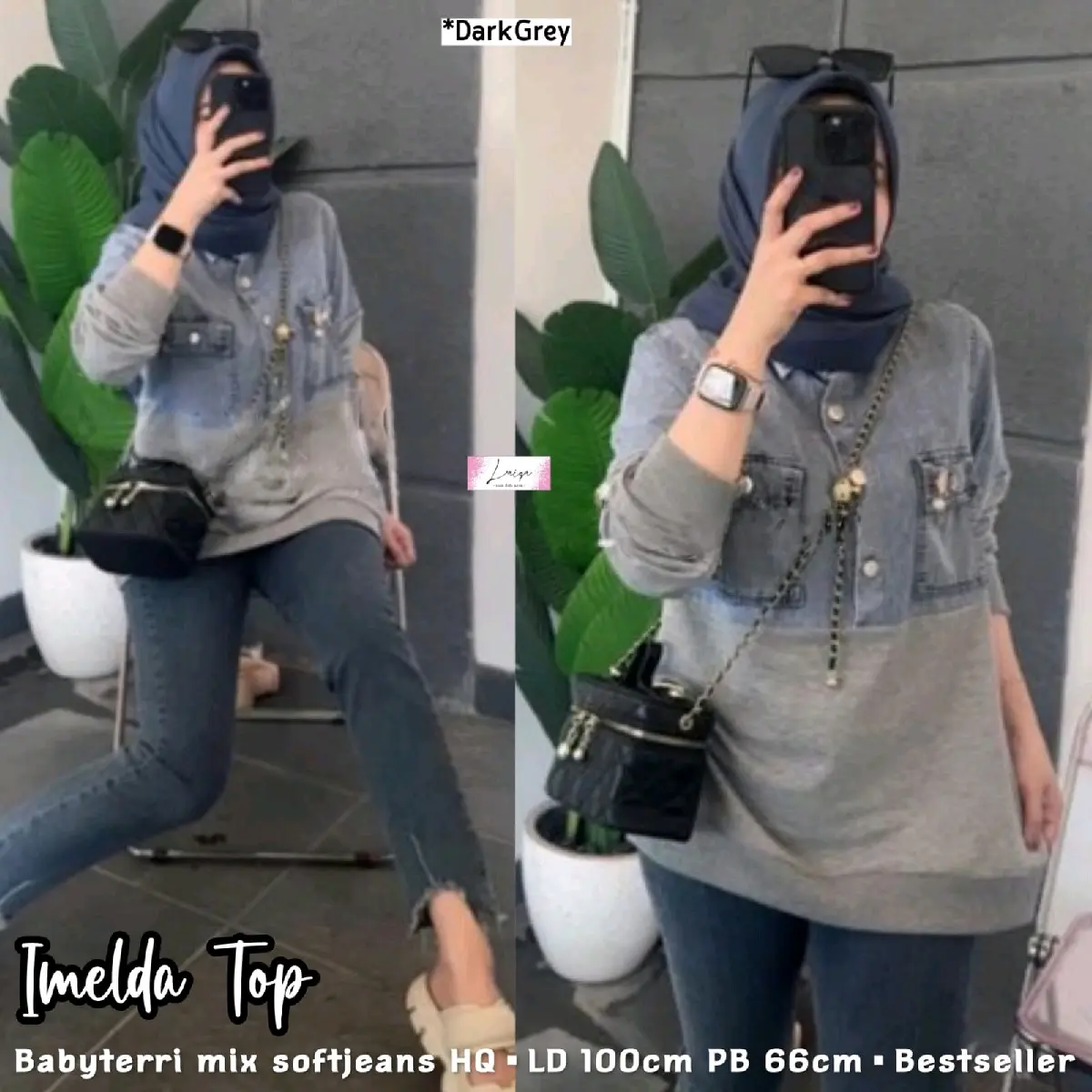 New Arrival Imelda Blouse | Blouse Jeans Wanita Realpic by Gwyneth Outfit | Blouse Murah Kekinian