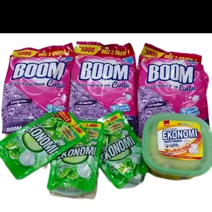 3 deterjen boom 5000 + 1toples sabun cream ekonomi 400gram + 3ekonomi pencuci piring