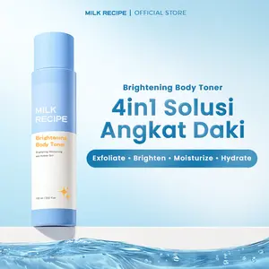 Milk Recipe Brightening Body Toner – Toner Tubuh Pencerah badan pencerah ketiak pencerah leher body exfoliasi, Mencerahkan Leher & Siku, Kulit Belang & Gelap, Penghilang Noda Hitam & Bekas Jerawat Badan Melembutkan Kotoran Kusam