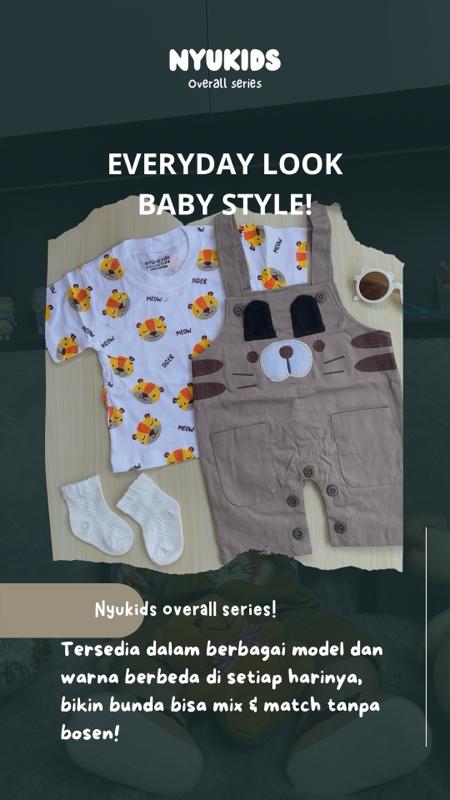 Product Introduction of Nyukids - Overall SET Glasses Bear 5bulan - 18bulan / One Set Setelan / Baju Bayi Cowok/ Bahan Adem dan Nyaman 1