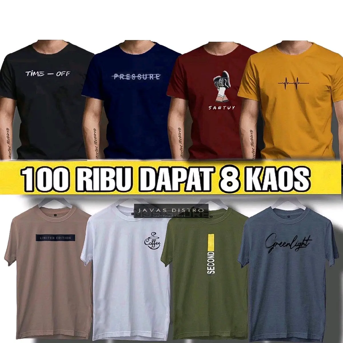PAKET BUNDLE HEMAT KAOS MOTIF DISTRO PRIA KEREN TERMURAH SEMI KATUN LOKAL