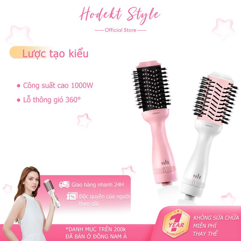 HODEKT Lược chải tóc không khí nóng Máy uốn tóc hai trong một Máy duỗi tóc không khí nóng- bảo hành 1 năm.