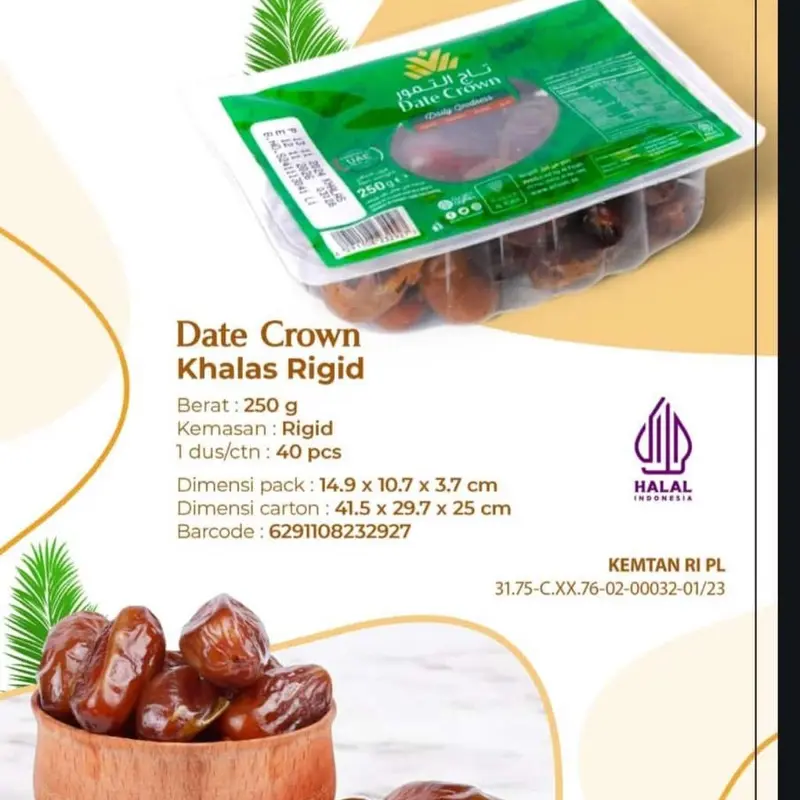 Kurma khalas Date Crown 250g Frehs Kurma Vacuum Basah Panen Baru Exp 2026 0