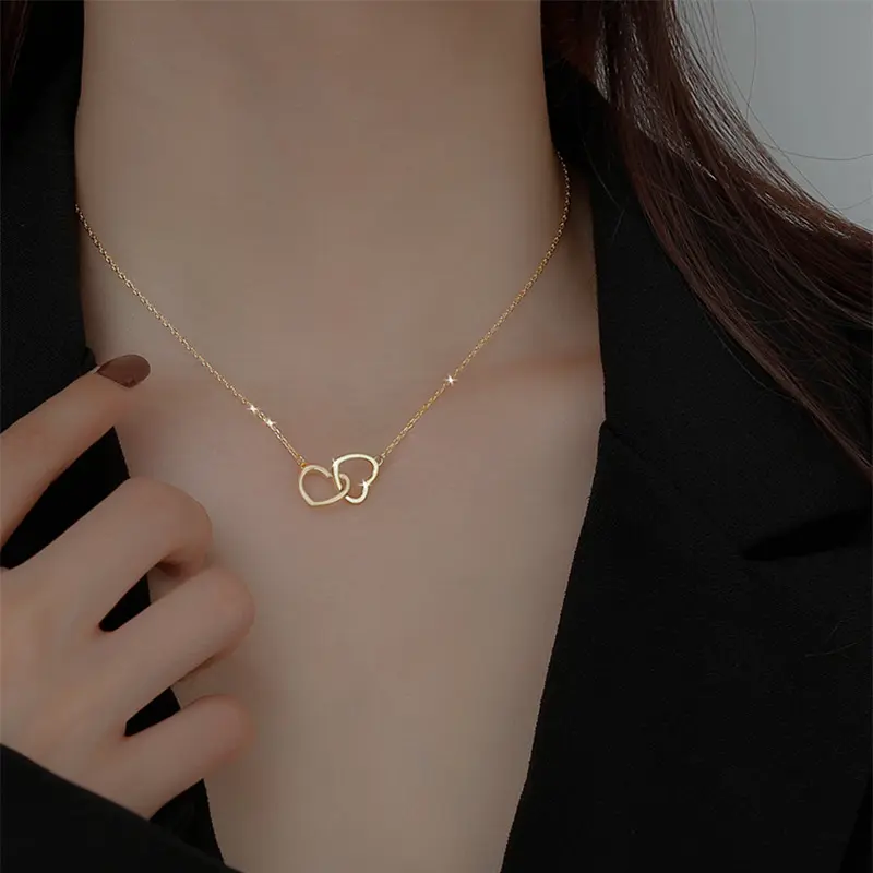 Vòng Cổ Hình Trái Tim Thời Trang, Niche, Thép Titan, Thanh Lịch, Không Phai Màu Trang Sức Chain Hoa 0