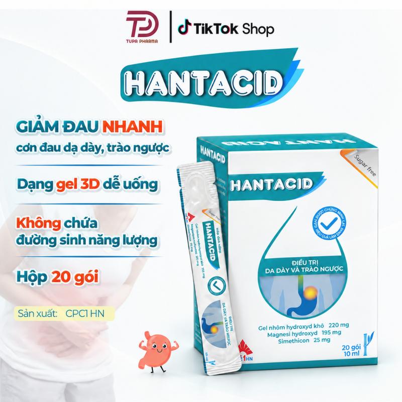 Hantacid | Gel Dạ Dày Kháng Acid, Làm Dịu Dạ Dày, Giảm Ợ Chua Ợ Nóng Nhanh Chóng của CPC1 HN - Hộp 20 & 30 gói