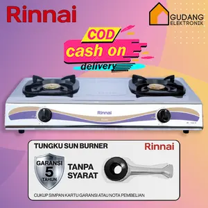 [COD READY] RINNAI KOMPOR GAS STAINLESS STEEL 2 TUNGKU RI 522E / RI-522E / RI 522 E / RI522 E (GARANSI RESMI)