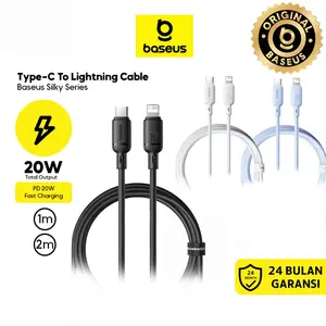 [HOT PRODUCT] Baseus Silky Series Fast Charging Cable Type-C to Iphone / Lightning 20W 1 Meter / 2 Meter Kabel USB Charger Pengisi Blue