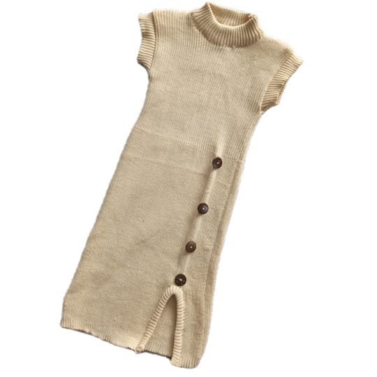 Fashion Korean Style - Baju Atasan Rajut CURLY Dress Anak Perempuan Usia 3-5 Tahun Lengan Pendek Bahan Rajut Melar - Baju Anak Cewek Lucu