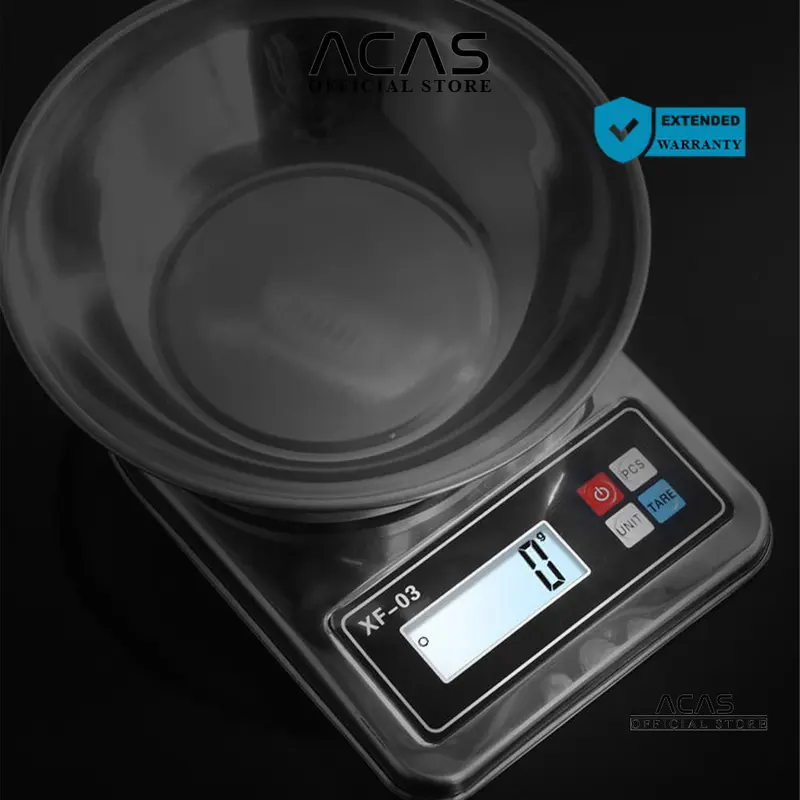 ACAS QZ - Stainless Timbangan Dapur Digital Elektronik  Kapasitas 5 Kg / 1 Gram Electronic Kitchen Scale Stainless Steel Timbang Kue Kopi Tepung Bumbu Makanan Masak Mangkok 5kg / 1gr 2