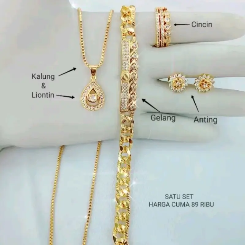 xyupig satu set perhiyasan motif mahkota sangat bagus dan tidak luntur dan berkarat 3