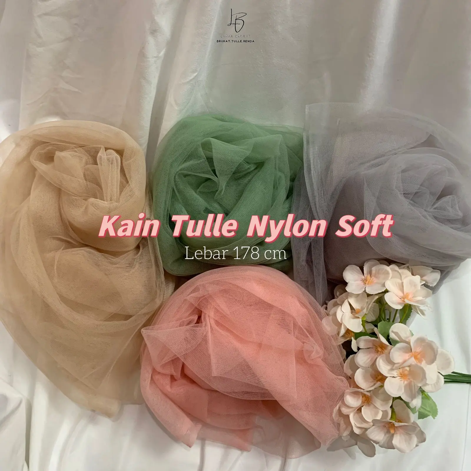 Kain Tulle Nylon soft (Tille / Tulle / Nylon ) aksesoris dress , kebaya, rok, variasi kebaya harga Per-Meter termurah