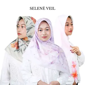 Selene Veil - [Himawari Series] Hijab Motif / Kerudung Motif /  Segiempat Motif Bahan Premium Voal Malay Tipis Lembut Tidak Lecek Mudah Di Atur Nyaman