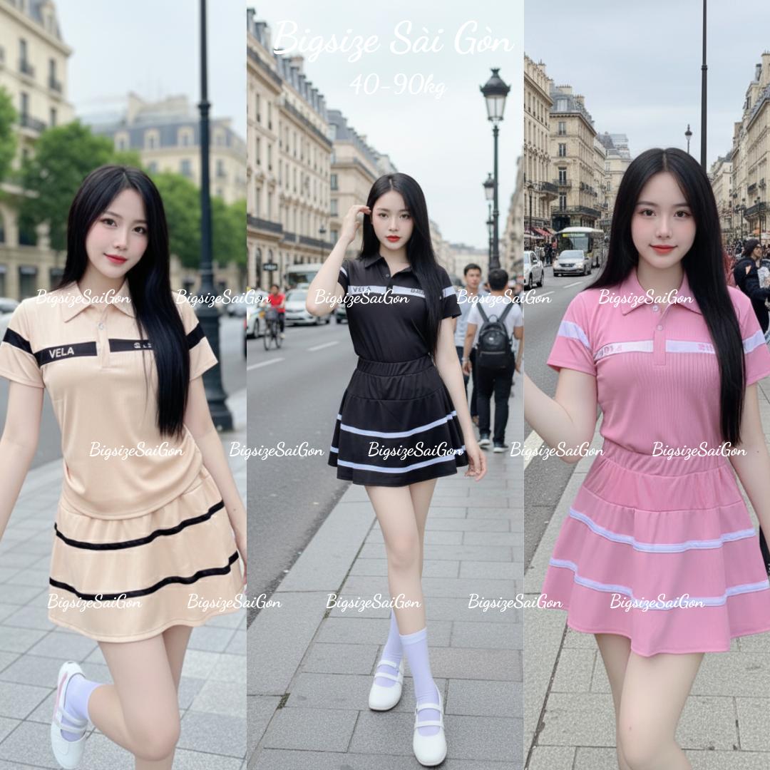 Set Váy PoLo Nữ Thiết Kế Nữ Tính Vải Thun Tăm Cao Cấp Thanh Lịch Bigsize 45- 90 Kg Dễ Thương Nữ Women Top - B.1576