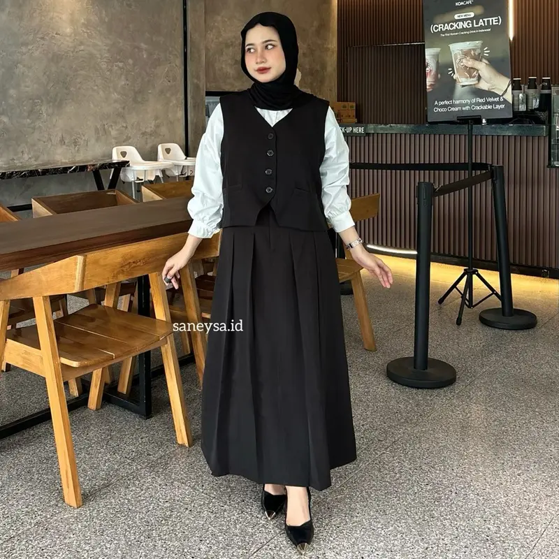 Emma One Set Vintage - Setelan Vest Wanita - Rok Flare Wanita - Rok Panjang Maxi Wanita - Skirt A Line - Rok Panjang Wanita - Rok Payung 3