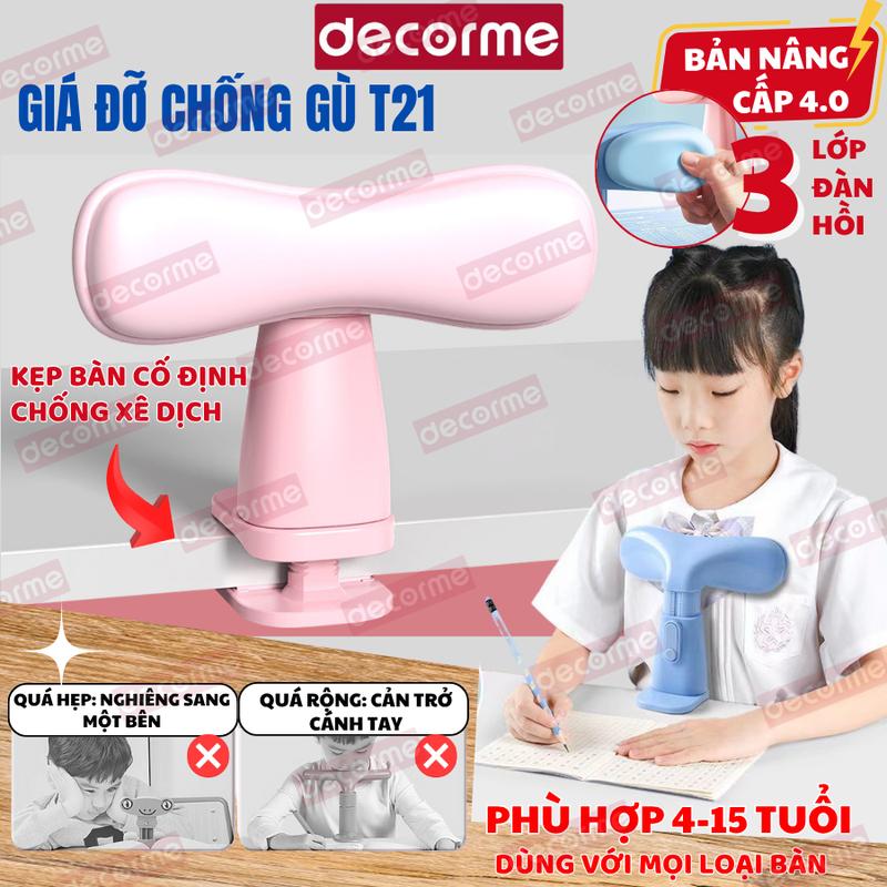 Kẹp bàn học chống gù chống cận T21 Decorme giá đỡ ngực chống gù lưng cho bé Chữ T chỉnh tư thế ngồi học