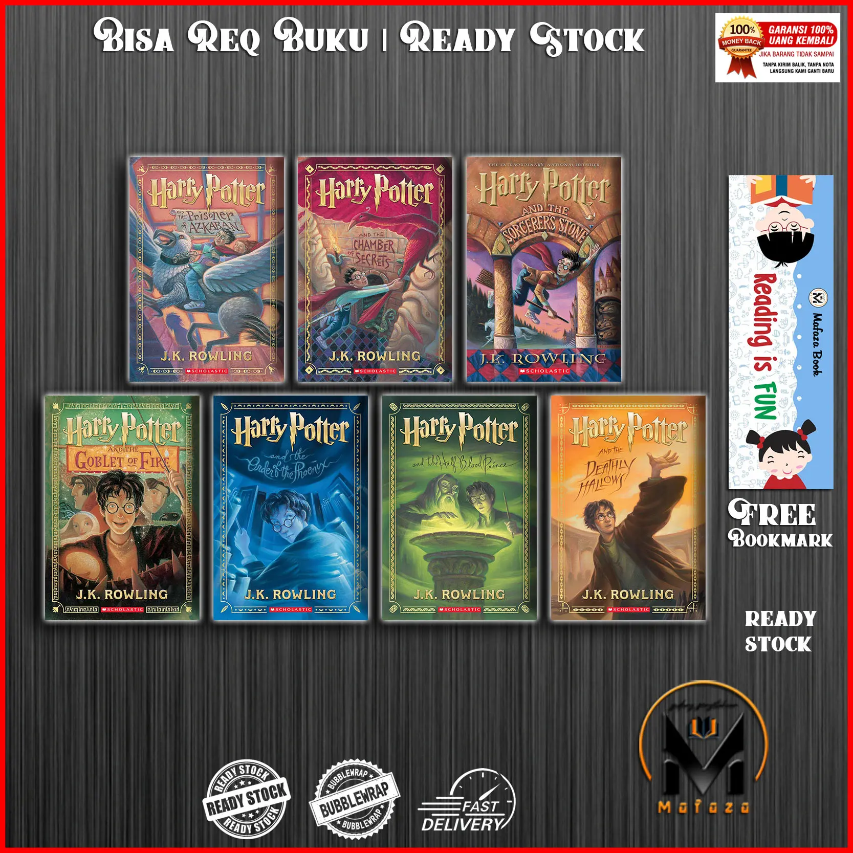 Buku Harry Potter (7 book series) by J.K. Rowling (English/Indonesia)