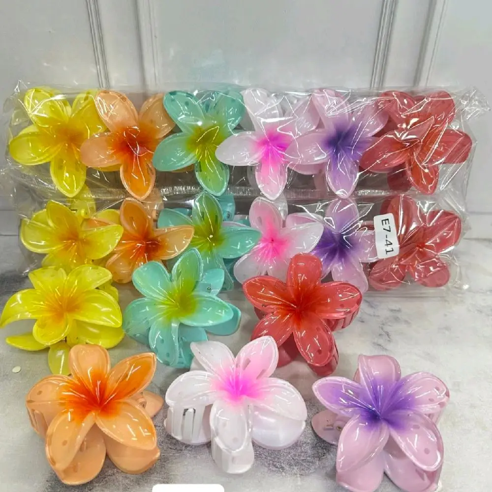 Jepit Rambut Bunga Kamboja Multiwarna - Isi 12 Pcs, Ukuran 8 Cm - Clips jepit kamboja grosir jepitan