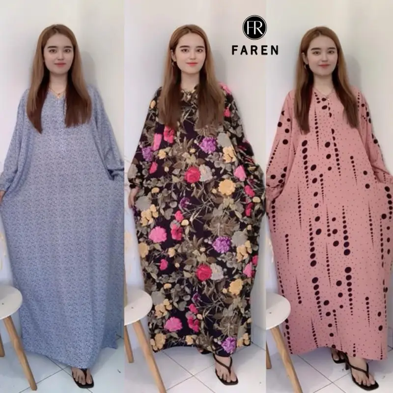 Daster Faren - Gamis Busui Panjang  Muslim Jumbo Dress Rayon Motif Kekinian Wanita