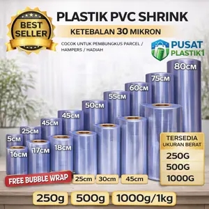 Plastik PVC Shrink Ketebalan 30 Mikron Ukuran 5CM - 80CM Tersedia Varian 250g - 500g - 1000g