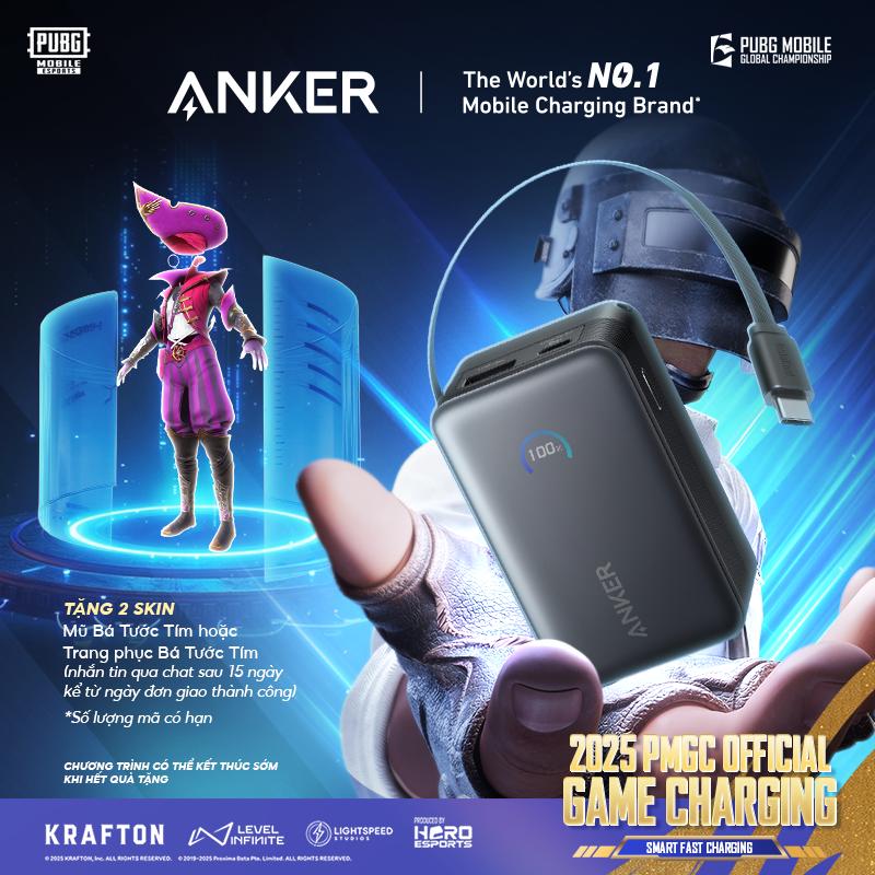 Nano Sạc dự phòng Anker Nano 10.000mAh | Công suất 45W | 2 cổng 1C1A | Tích hợp cáp USB-C rút gọn tuỳ chỉnh | Sạc được 3 thiết bị cùng lúc | Siêu nhỏ gọn | Sạc nhanh công nghệ PD ActiveShield3.0 - A1638