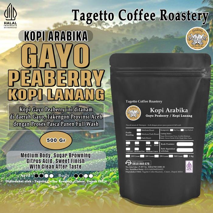 Gambar BIJI KOPI ARABIKA GAYO LANANG PEABERRY 500GR | ACEH GAYO ARABICA BEAN GROUND BUBUK 500 GRAM TAGETTO COFFEE - MEDIUM ROAST, BIJI KOPI dari Tagetto Coffee Roastery_NEW Kota Depok Tokopedia