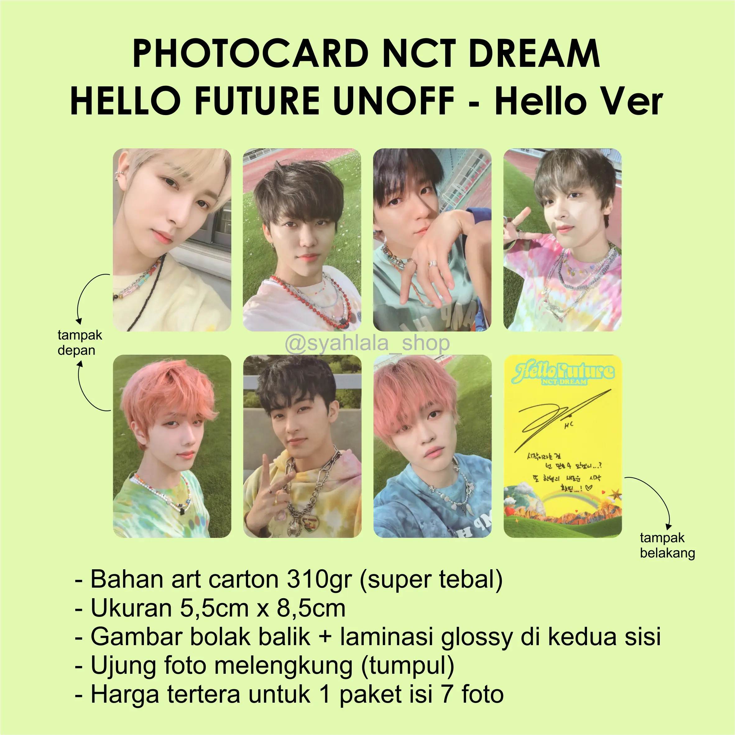 Photocard NCT DREAM Hello Future Premium Bolak Balik ujung tumpul