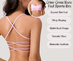 Criss-Cross Sports Bra–Stylish Back, Push-Up, Shockproof, Medium-High Support for Yoga/Fitness[YA80]