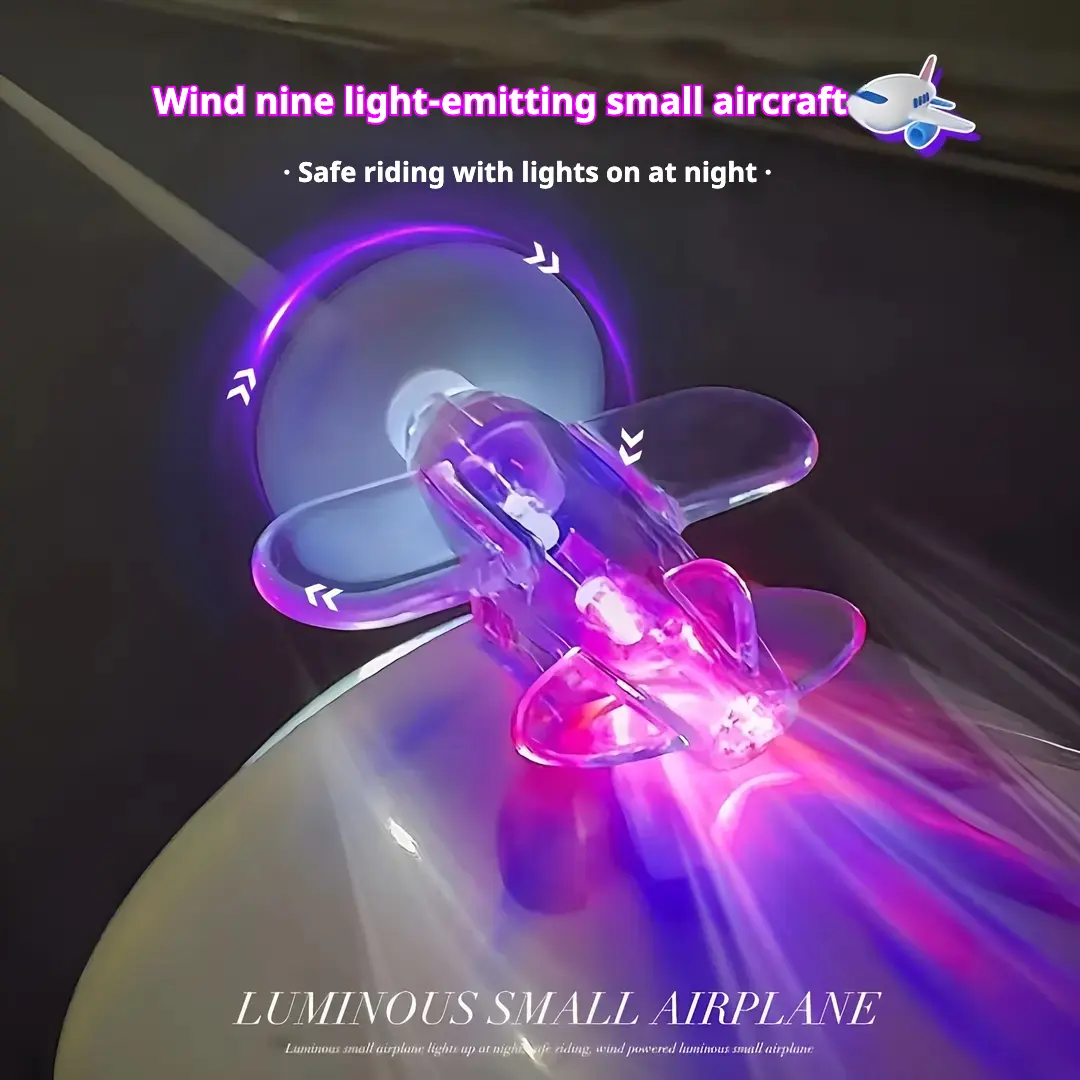 Rotating luminous small plane, motorcycle car wind power generation radiant car decoration decorative supplies