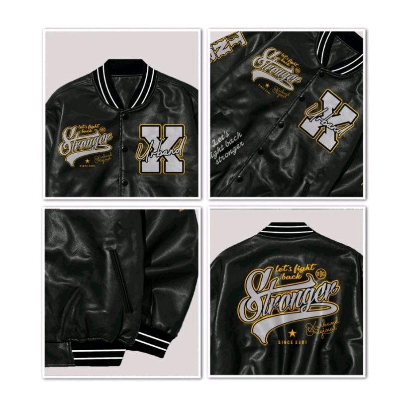 X urband absolute jaket kulit sintetis varsity unisex Bomber university lets fight stronger Gudang jaket store 3