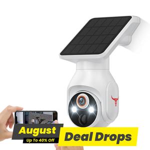 Solar-Powered Wireless Outdoor Security Camera, 2.4GHz Wi-Fi Only Security Camera, Human Detection, Night Vision, Easy Installation, Two-Way Audio, Household Surveillance Camera, Wireless Security Cameras