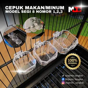 MAJESTIK CEPUK MAKAN & MINUM FIGHTER SEGI 8 AKRILIK NO 1,2,3 PREMIUM QUALITY TAMPILAN ELEGAN
