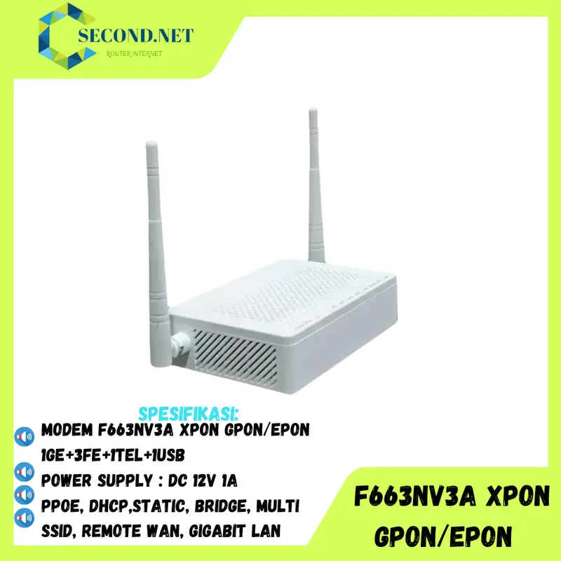ONT F663NV3A ONU XPON EPON GPON 4FE 1G 1USB Modem Antena Sinyal 0