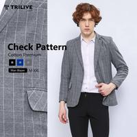 Gambar TRILIVE - Jas Blazer Pria Casual Slimfit Motif Tartan Kotak - Hitam, S dari Trilive Apparel Kota Tasikmalaya 1 Tokopedia