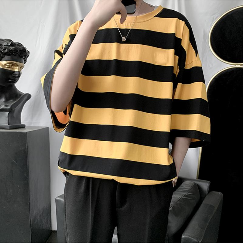 Product Introduction of Vintage striped T-shirt men's clothing Korean-style comfortable fine cloth fashion unisex clothes 22