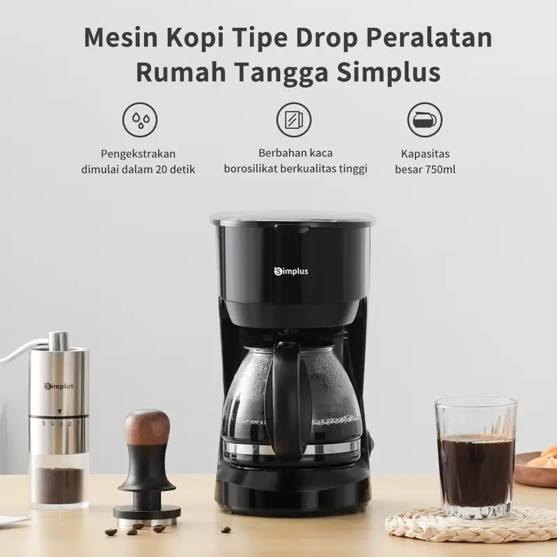 【SUPER PROMO 】SIMPLUS Mesin Kopi Drip Otomatis 750ml /Americano/Vietnam Drip/ Coffee Maker Serbaguna KFJH011 4