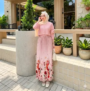 Rok Panjang Wanita Spandek Balon Motif Bunga Kepiting Warna Dasty Panjang 93 Cm